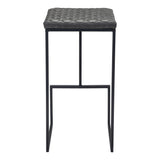 30" Gray And Black Steel Backless Bar Height Bar Chair - Homeroots