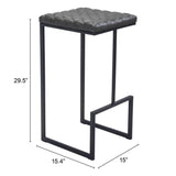30" Gray And Black Steel Backless Bar Height Bar Chair - Homeroots
