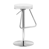 31" White And Silver Steel Swivel Backless Bar Height Bar Chair - Homeroots