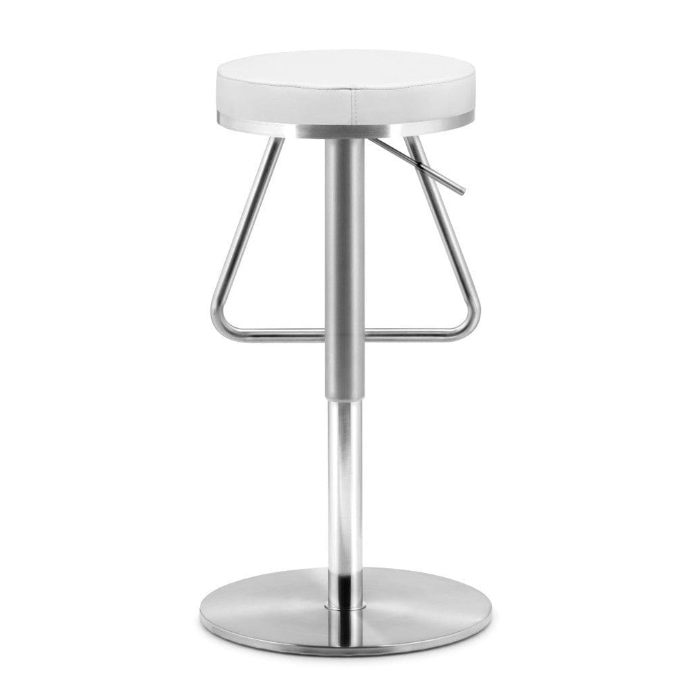 31" White And Silver Steel Swivel Backless Bar Height Bar Chair - Homeroots