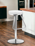 31" White And Silver Steel Swivel Backless Bar Height Bar Chair - Homeroots