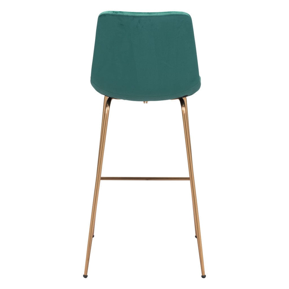 31" Green And Copper Steel Low Back Bar Height Bar Chair - Homeroots