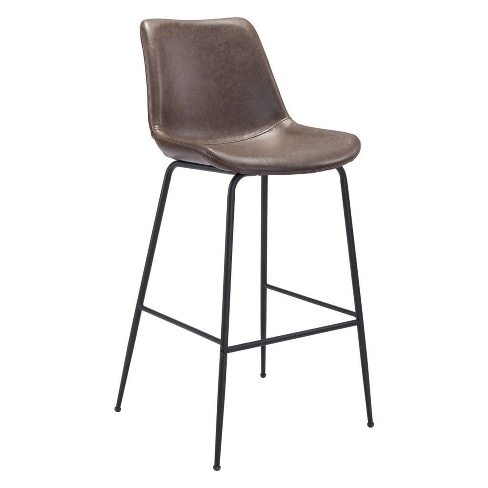 31 " Brown And Black Steel Low Back Bar Height Bar Chair - Homeroots