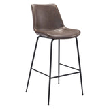 31 " Brown And Black Steel Low Back Bar Height Bar Chair - Homeroots
