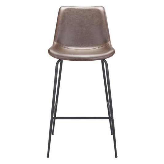 31 " Brown And Black Steel Low Back Bar Height Bar Chair - Homeroots