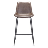 31 " Brown And Black Steel Low Back Bar Height Bar Chair - Homeroots