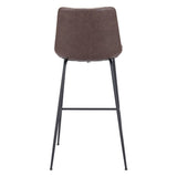 31 " Brown And Black Steel Low Back Bar Height Bar Chair - Homeroots