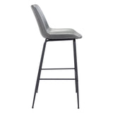 31 " Gray And Black Steel Low Back Bar Height Bar Chair - Homeroots