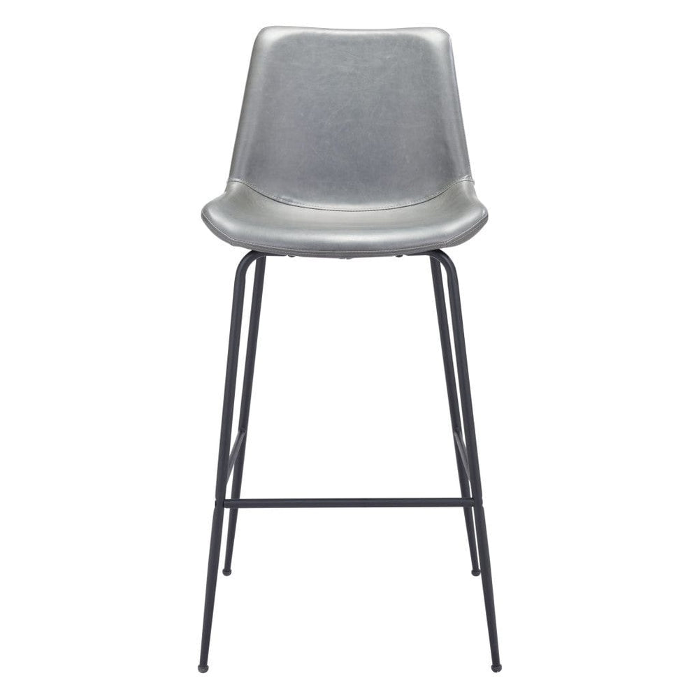 31 " Gray And Black Steel Low Back Bar Height Bar Chair - Homeroots