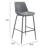 31 " Gray And Black Steel Low Back Bar Height Bar Chair - Homeroots
