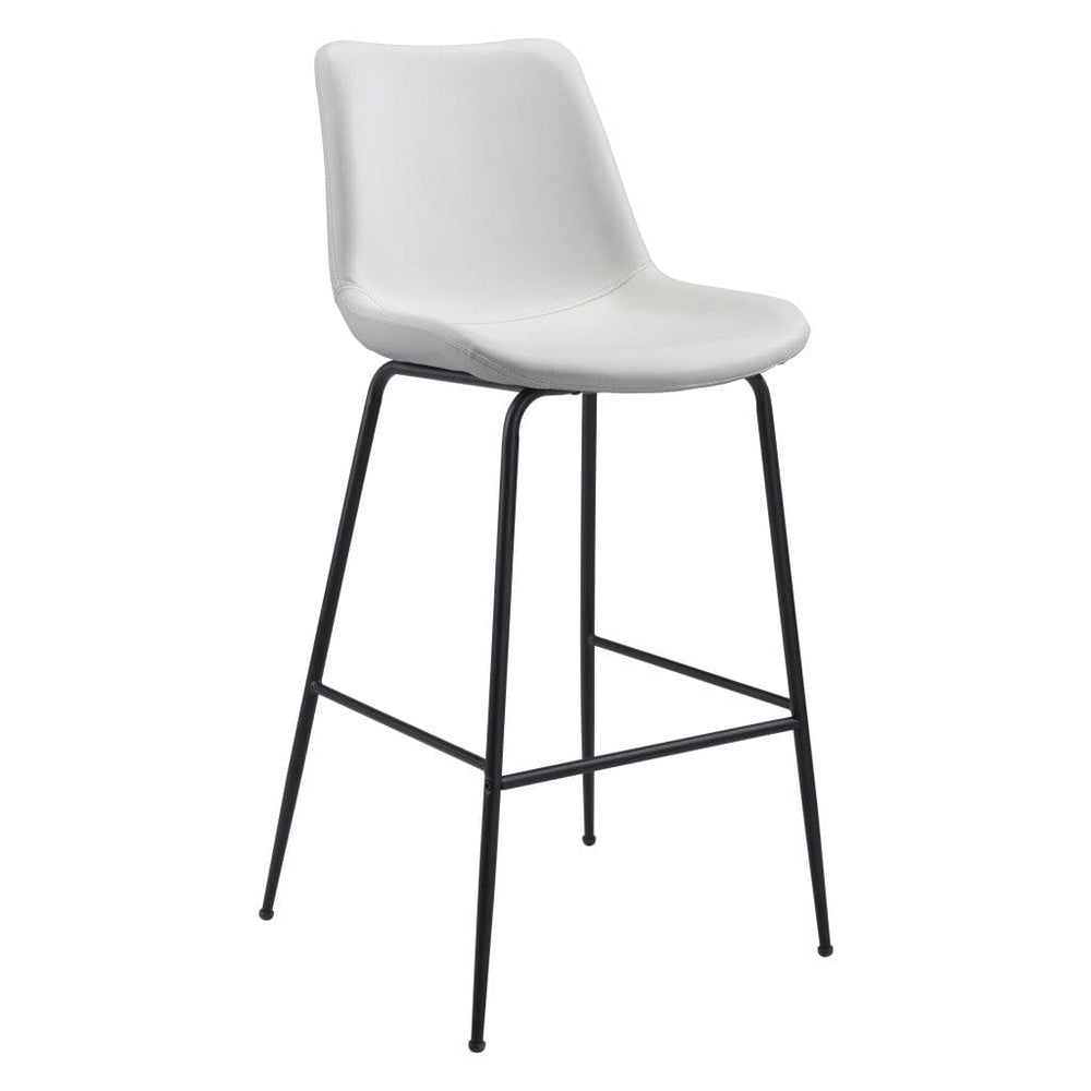 31" White And Black Steel Low Back Bar Height Bar Chair - Homeroots