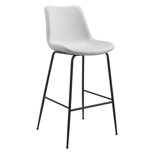 31" White And Black Steel Low Back Bar Height Bar Chair - Homeroots