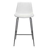 31" White And Black Steel Low Back Bar Height Bar Chair - Homeroots