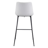 31" White And Black Steel Low Back Bar Height Bar Chair - Homeroots
