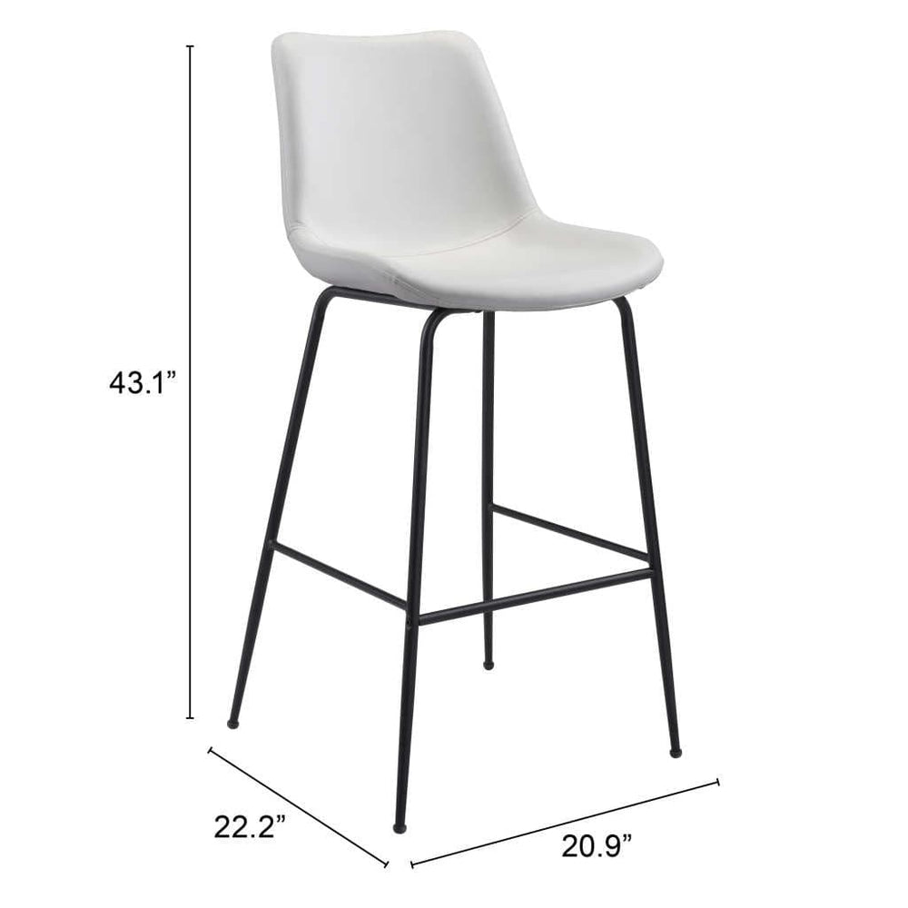 31" White And Black Steel Low Back Bar Height Bar Chair - Homeroots
