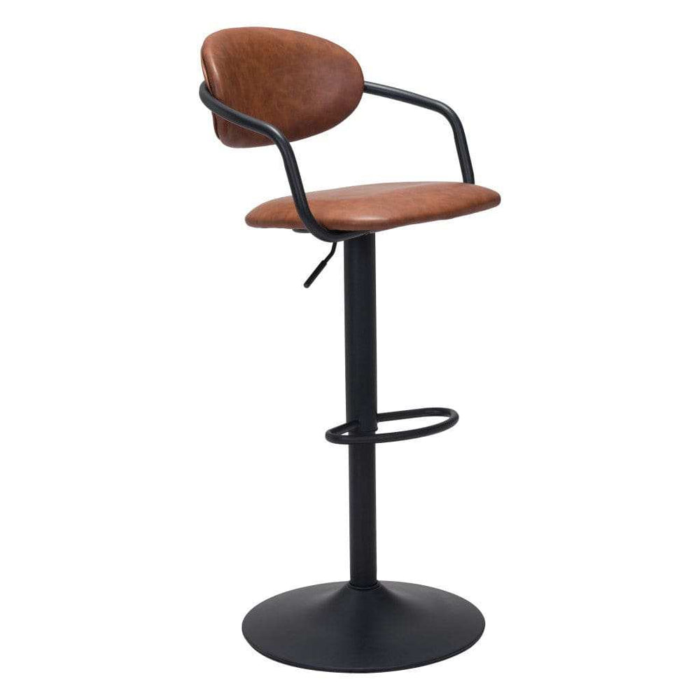 Adjustable Height Brown And Black Steel Swivel Low Back Counter Height Bar Chair - Homeroots - Flyclothing LLC