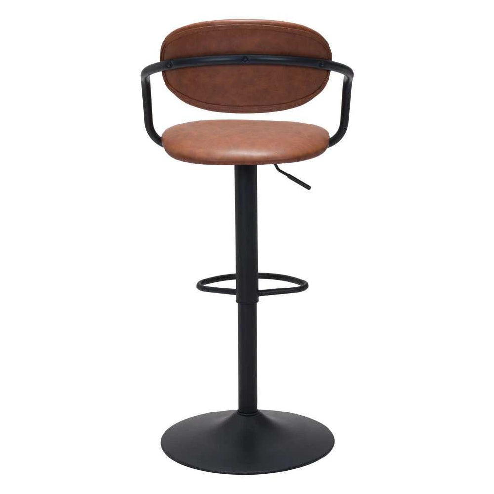 Adjustable Height Brown And Black Steel Swivel Low Back Counter Height Bar Chair - Homeroots - Flyclothing LLC