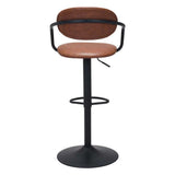 Adjustable Height Brown And Black Steel Swivel Low Back Counter Height Bar Chair - Homeroots - Flyclothing LLC