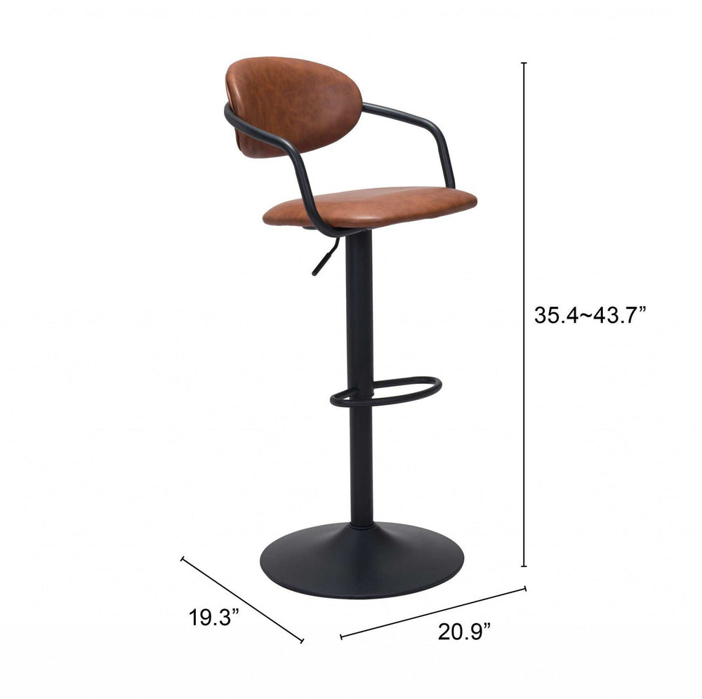 Adjustable Height Brown And Black Steel Swivel Low Back Counter Height Bar Chair - Homeroots - Flyclothing LLC