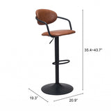 Adjustable Height Brown And Black Steel Swivel Low Back Counter Height Bar Chair - Homeroots - Flyclothing LLC