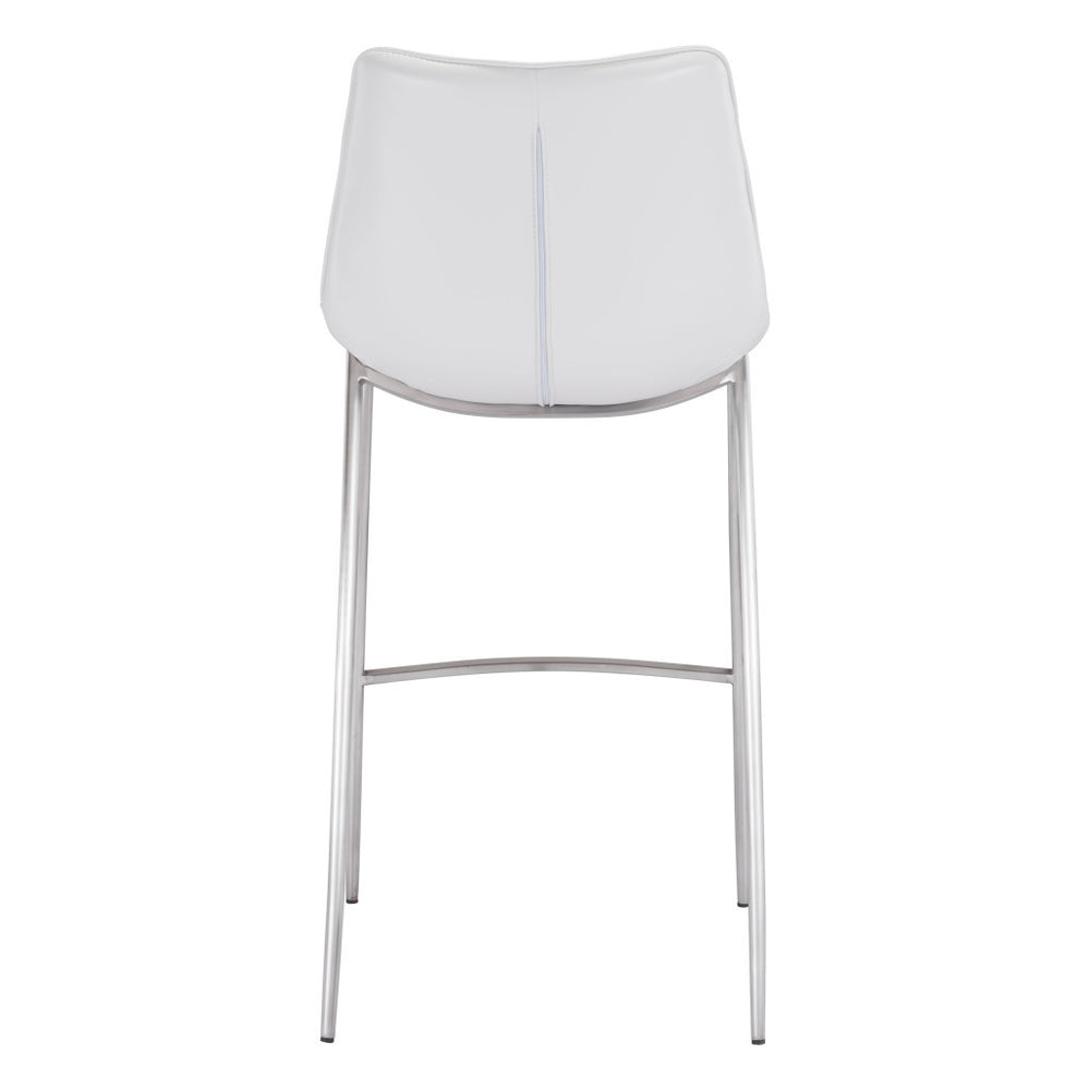 Set of Two 30" White And Silver Steel Low Back Bar Height Bar Chairs - Homeroots - Flyclothing LLC