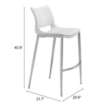 Set of Two 29" White And Silver Steel Low Back Bar Height Bar Chairs - Homeroots - Flyclothing LLC