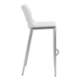 Set of Two 29" White And Silver Steel Low Back Bar Height Bar Chairs - Homeroots - Flyclothing LLC