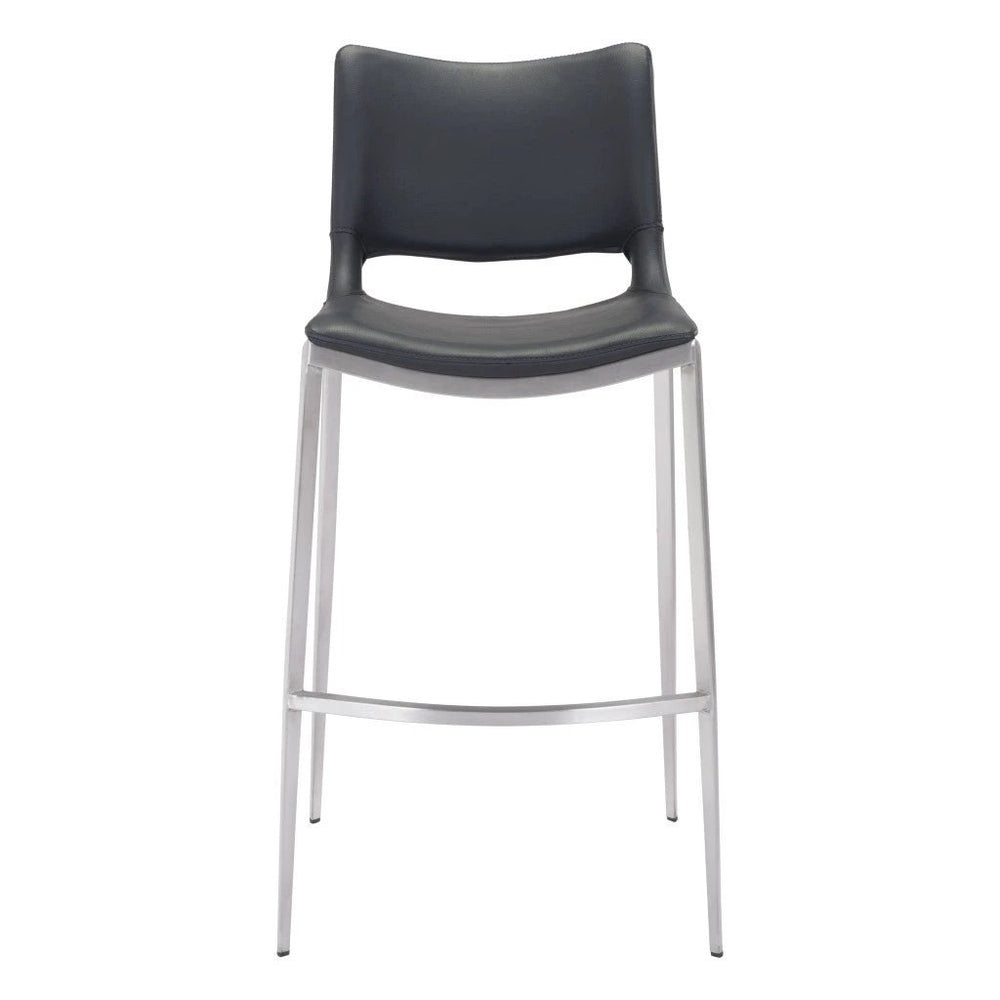 Set of Two 29" Black And Silver Steel Low Back Bar Height Bar Chairs - Homeroots - Flyclothing LLC
