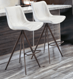 Set of Two 29" White And Black Steel Low Back Bar Height Bar Chairs - Homeroots - Flyclothing LLC