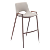 Set of Two 29 " Beige And Brown Steel Low Back Bar Height Bar Chairs - Homeroots - Flyclothing LLC