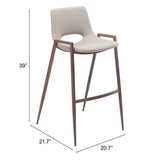 Set of Two 29 " Beige And Brown Steel Low Back Bar Height Bar Chairs - Homeroots - Flyclothing LLC