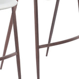 Set of Two 29" White And Brown Steel Low Back Bar Height Bar Chairs - Homeroots - Flyclothing LLC