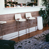 Set of Two 29" White And Brown Steel Low Back Bar Height Bar Chairs - Homeroots - Flyclothing LLC