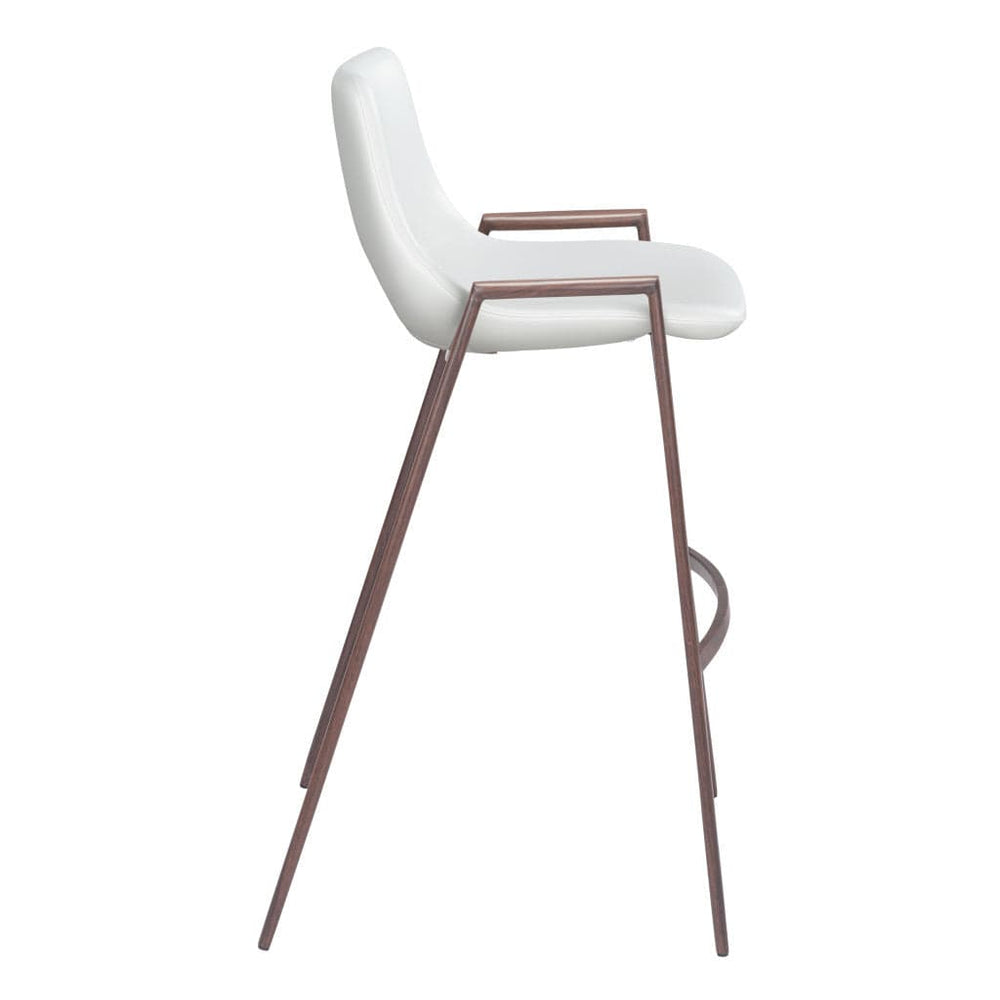 Set of Two 29" White And Brown Steel Low Back Bar Height Bar Chairs - Homeroots - Flyclothing LLC