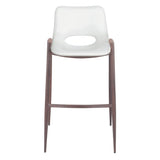 Set of Two 29" White And Brown Steel Low Back Bar Height Bar Chairs - Homeroots - Flyclothing LLC