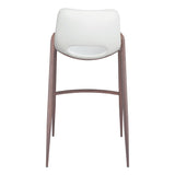 Set of Two 29" White And Brown Steel Low Back Bar Height Bar Chairs - Homeroots - Flyclothing LLC