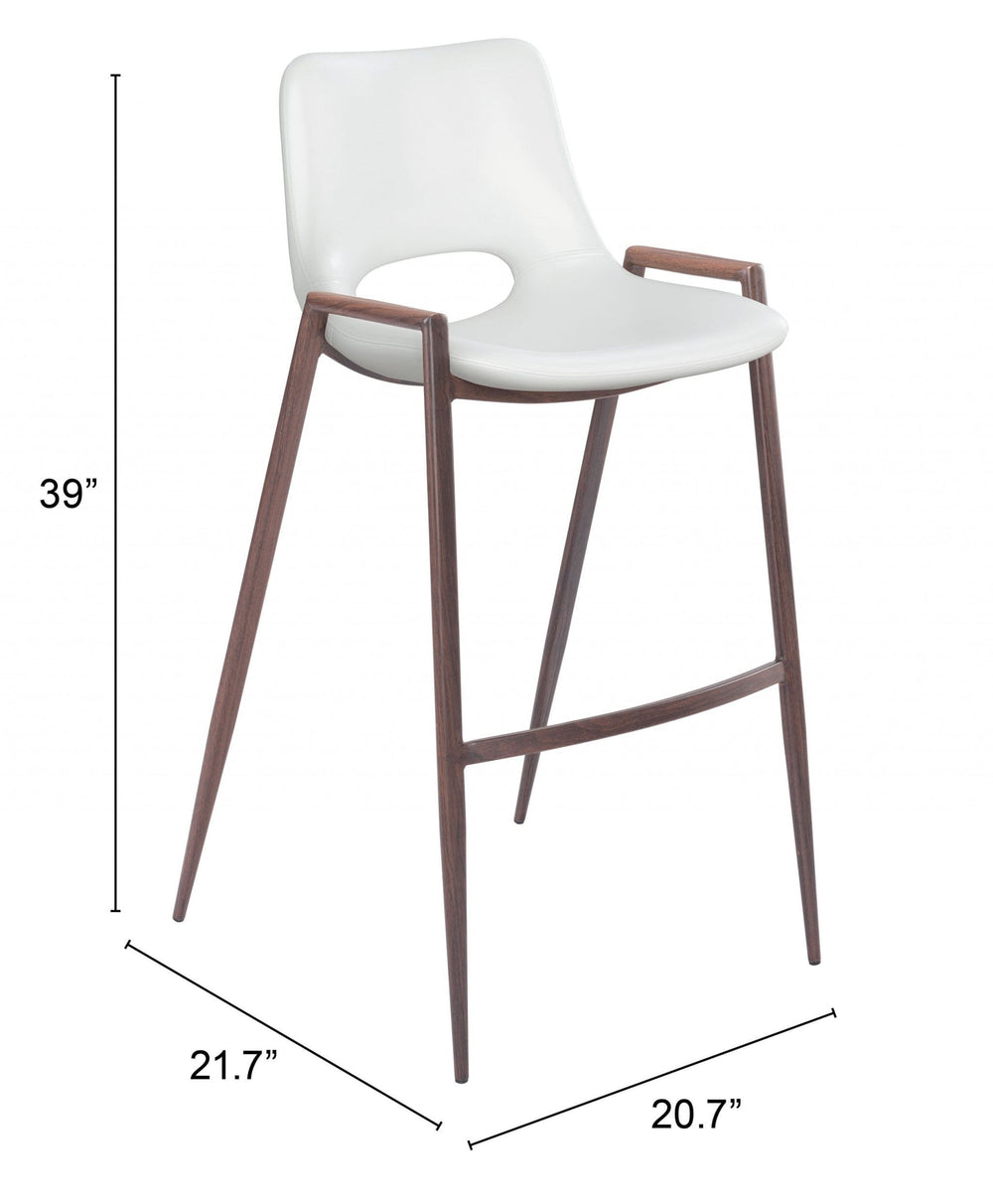 Set of Two 29" White And Brown Steel Low Back Bar Height Bar Chairs - Homeroots - Flyclothing LLC