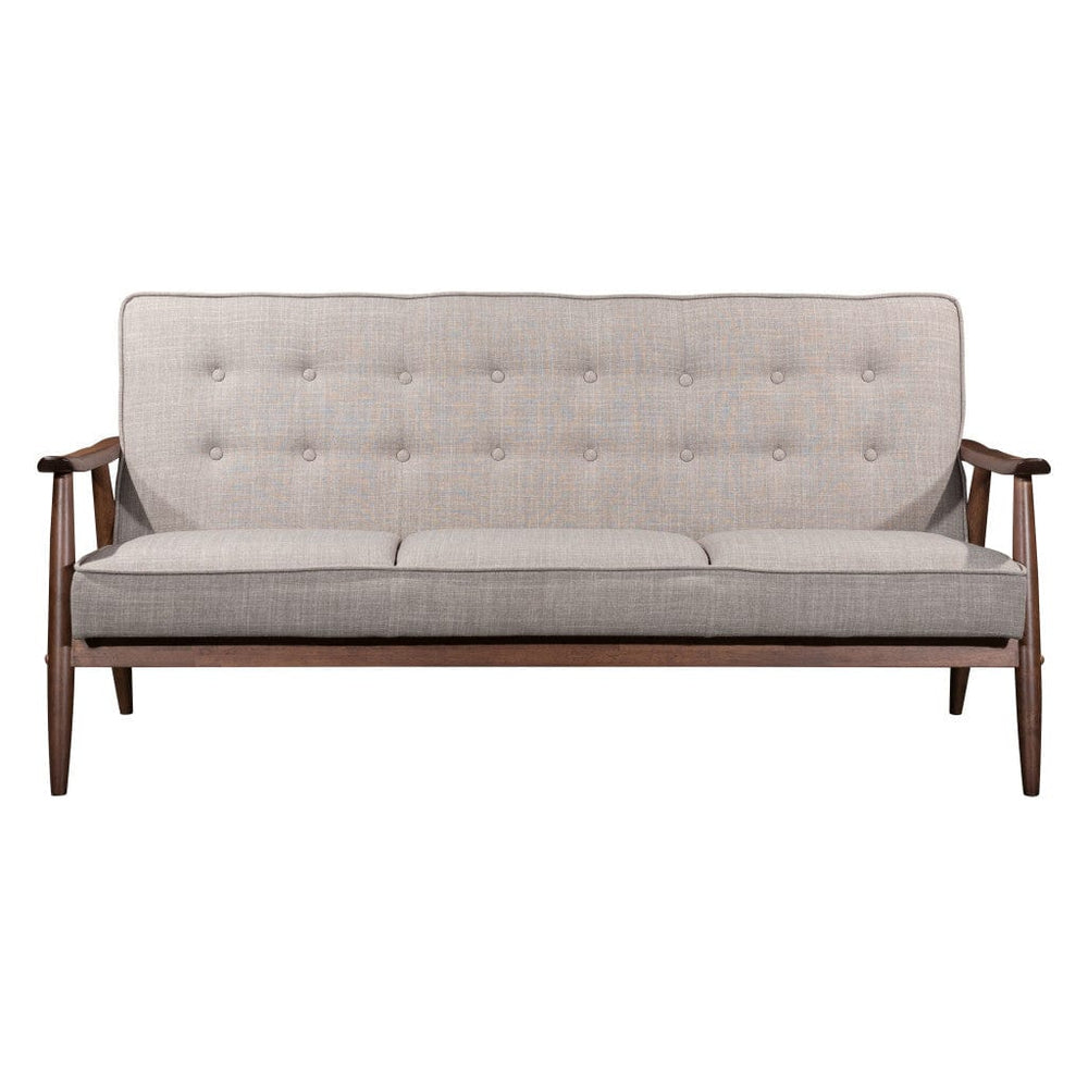 69" Beige Polyester Sofa With Brown Legs - Homeroots - Flyclothing LLC