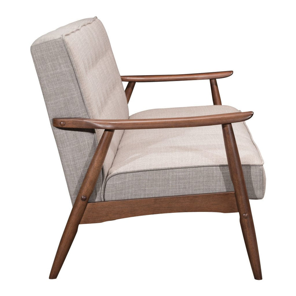 69" Beige Polyester Sofa With Brown Legs - Homeroots - Flyclothing LLC