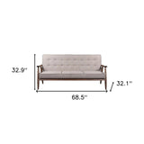 69" Beige Polyester Sofa With Brown Legs - Homeroots - Flyclothing LLC