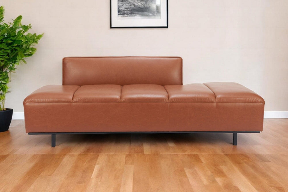 79" Brown Faux Leather Sofa With Black Legs - Homeroots - Flyclothing LLC