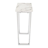 47" White and Silver Faux Marble Sled Console Table - Homeroots - Flyclothing LLC