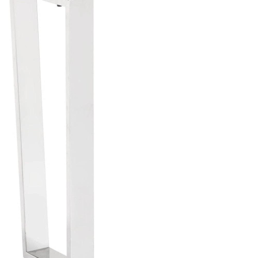 47" White and Silver Faux Marble Sled Console Table - Homeroots - Flyclothing LLC