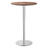 26" Brown and Silver Round Stainless Steel Pedestal Bar Table - Homeroots