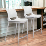 Set of Two 25" White And Silver Steel Low Back Counter Height Bar Chairs - Homeroots - Flyclothing LLC