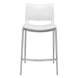 Set of Two 25" White And Silver Steel Low Back Counter Height Bar Chairs - Homeroots - Flyclothing LLC