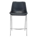 Set of Two 26" Black And Silver Steel Low Back Counter Height Bar Chairs - Homeroots - Flyclothing LLC