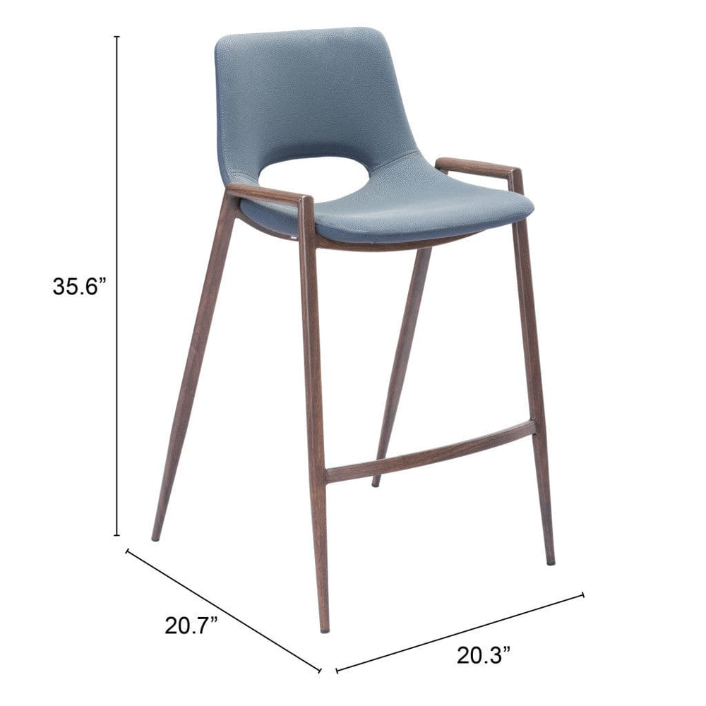 Set of Two 26" Gray And Brown Steel Low Back Counter Height Bar Chairs - Homeroots - Flyclothing LLC