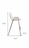 Set of Two 26" White And Brown Steel Low Back Counter Height Bar Chairs - Homeroots - Flyclothing LLC