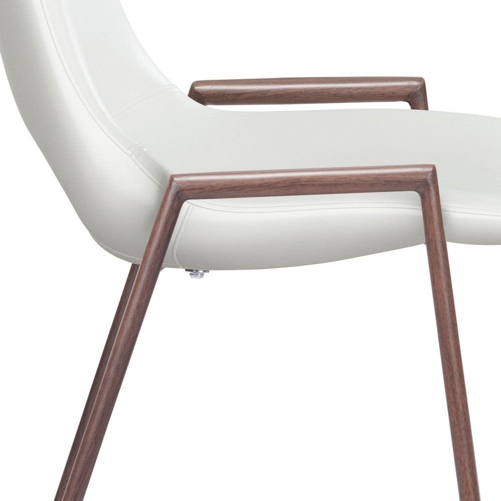 Set of Two 26" White And Brown Steel Low Back Counter Height Bar Chairs - Homeroots - Flyclothing LLC